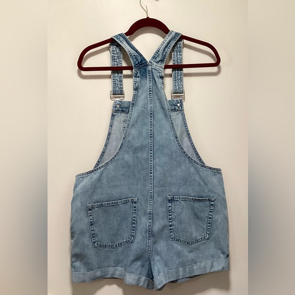 GAP Denim Short Cuffed Overalls in Soft Blue - Picture 2 of 6